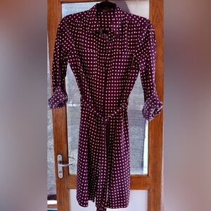 Ann Taylor Shirt Dress Midi Length Squares Geometric Print Size M